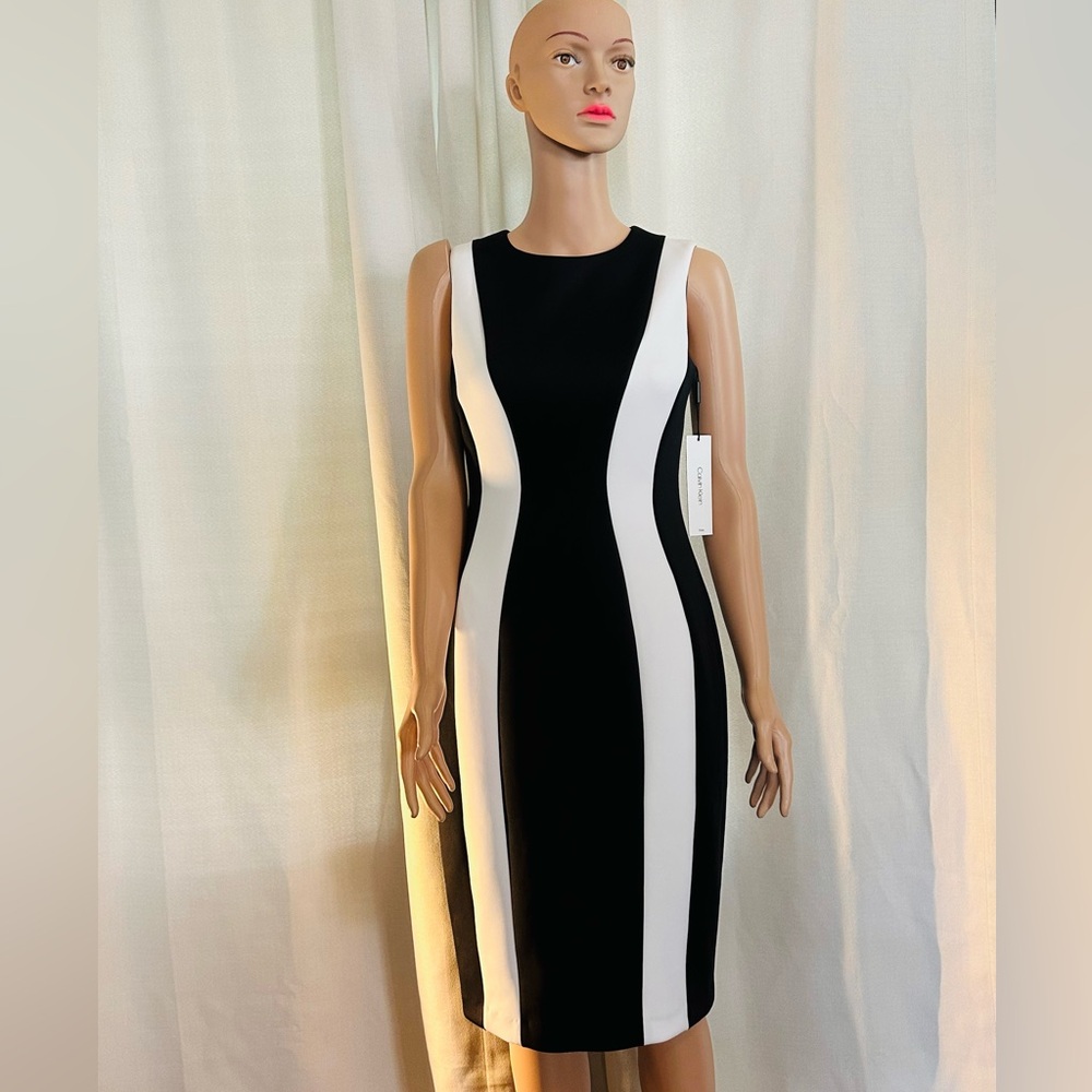 Calvin Klein Black and White Midi Dress